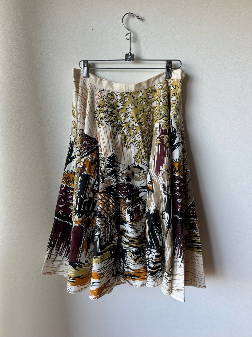 Angie Printed Sequin Cotton A-Line Midi Skirt - Picture 7 of 9